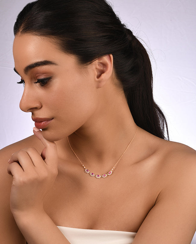 Pearl,Diamond and Pink sapphire necklace